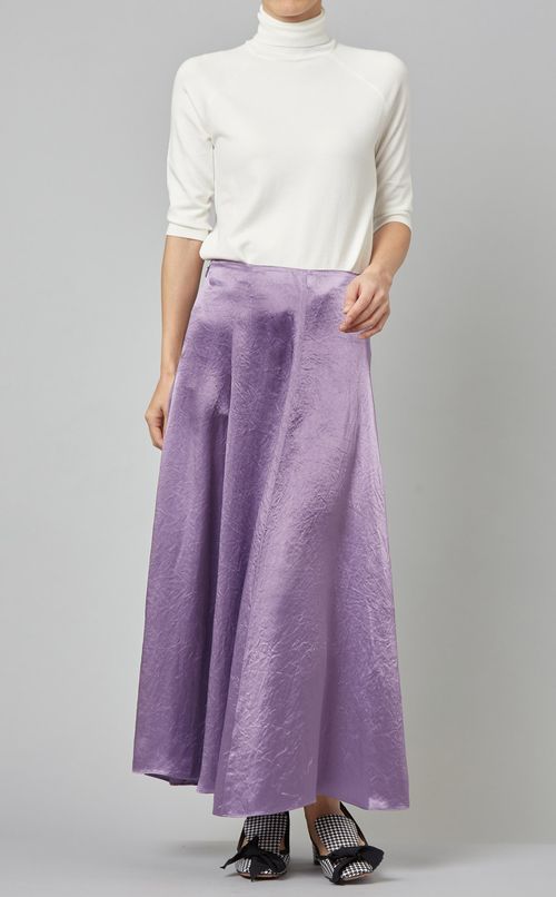 サテンロングフレアスカート