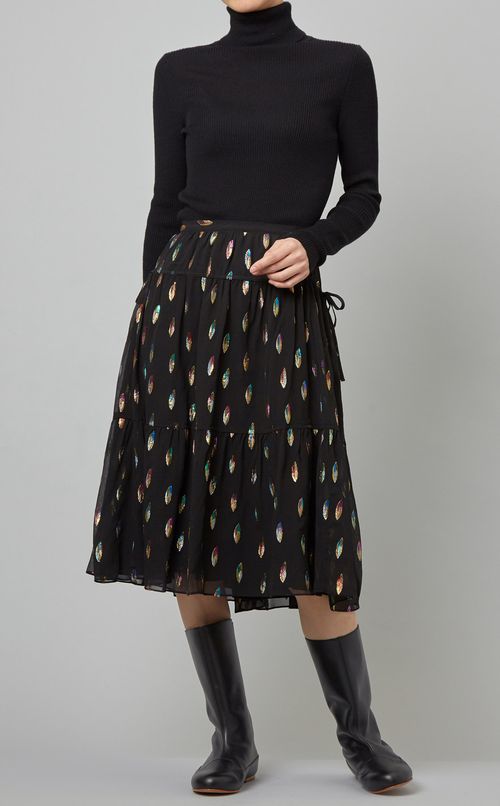 フェザーモチーフフレアスカート