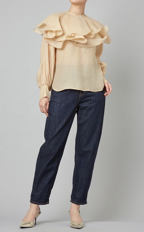 オーガンジーラッフルティペットブラウス