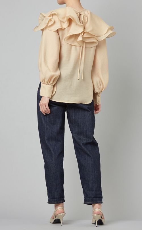 オーガンジーラッフルティペットブラウス