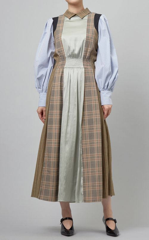 パッチワークフレアワンピース