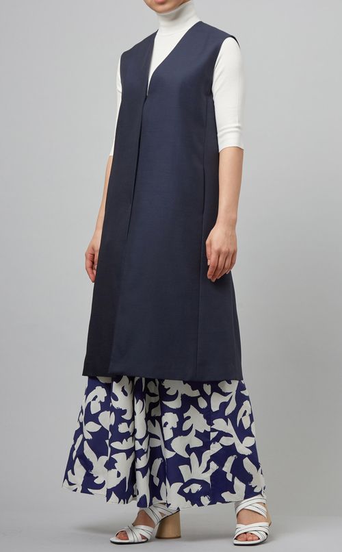 バイカラープリントイージーパンツ