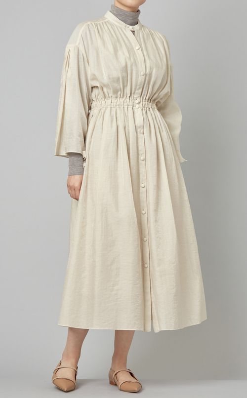 シャンブレーギャザーワンピース