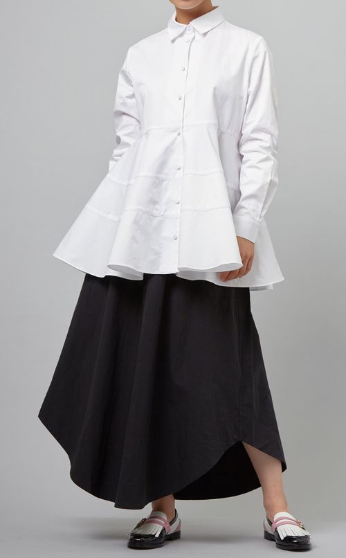 コットンティアードフレアシャツ