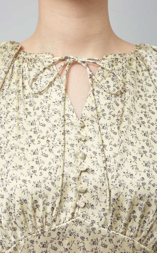 バルーンスリーブプリントワンピース