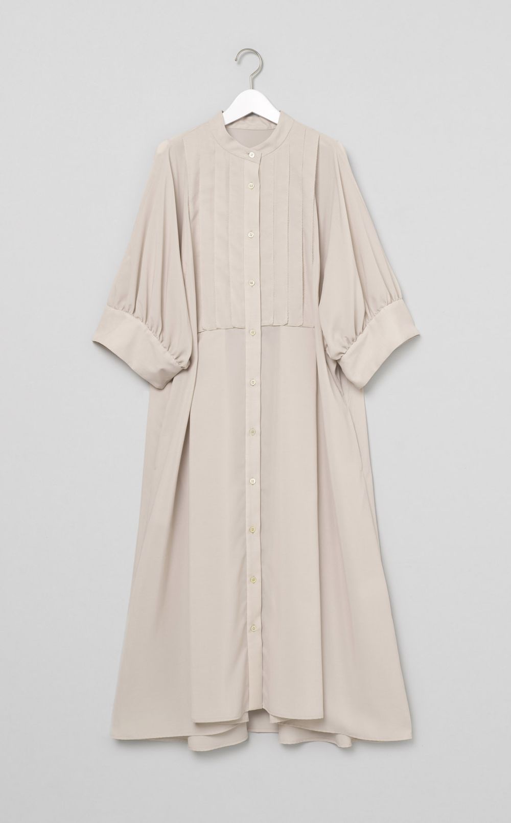 スタンドカラータックワンピース